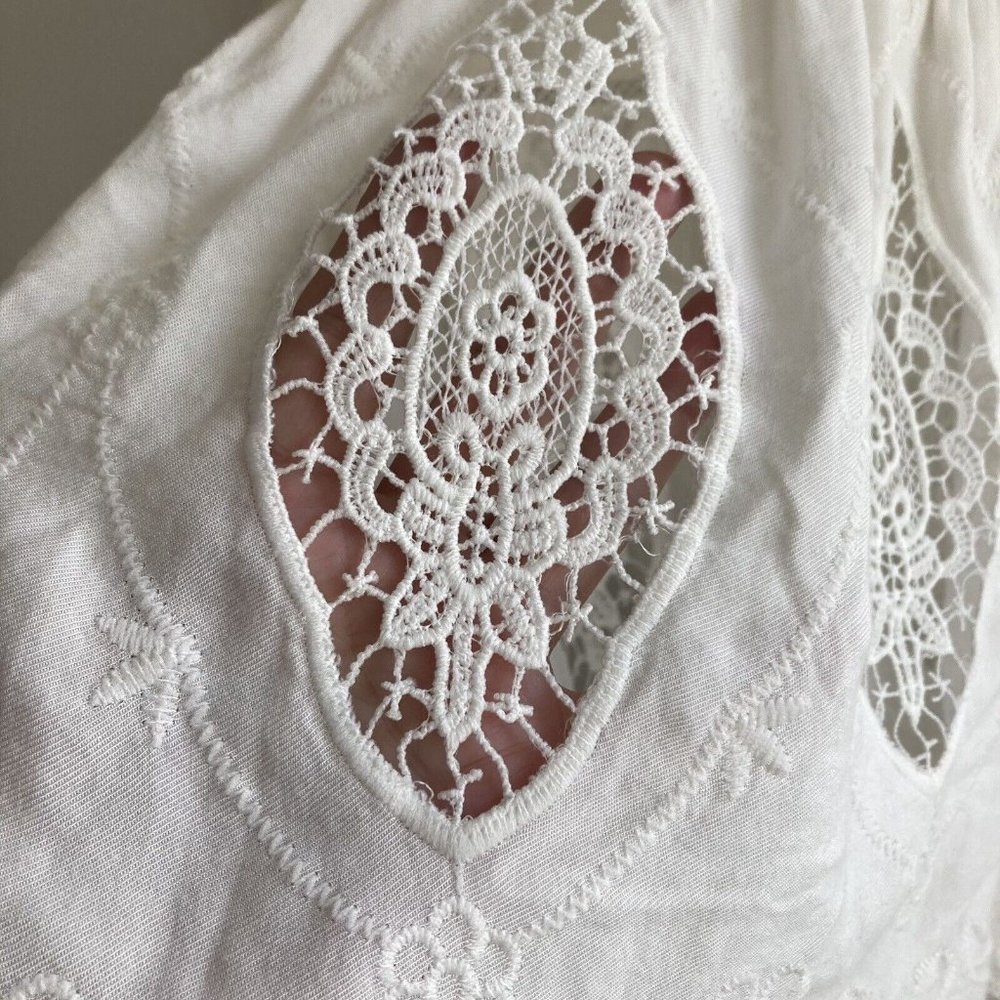 Joseph A Dress Knit Blend Eyelet lace accent Button Back Drop Waist Sz M - Picture 3 of 12